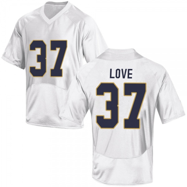 Chase Love Notre Dame Fighting Irish NCAA Men's #37 White Replica College Stitched Football Jersey IHI2255SE